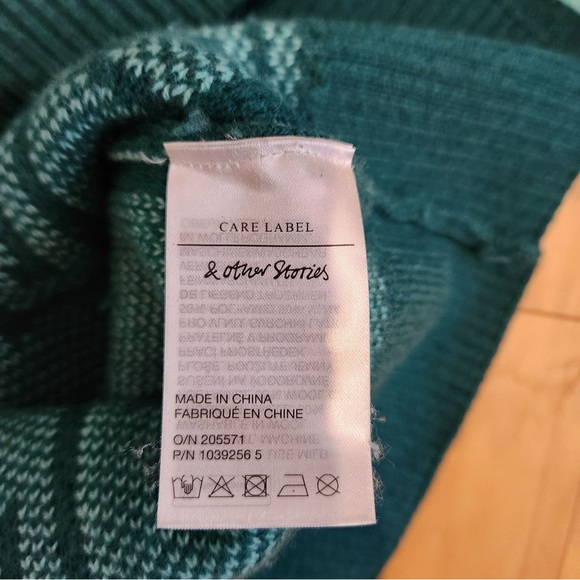& Other Stories Oversize Jacquard Knit Wool Blend Sweater In Green Jaquard - Picture 11 of 12